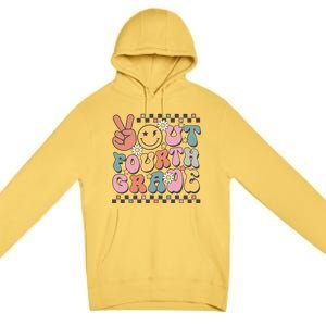 Groovy Last Day Of School 4th Grade Peace Out Fourth Grade Premium Pullover Hoodie