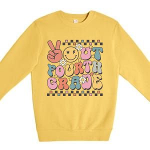 Groovy Last Day Of School 4th Grade Peace Out Fourth Grade Premium Crewneck Sweatshirt