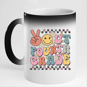 Groovy Last Day Of School 4th Grade Peace Out Fourth Grade 11oz Black Color Changing Mug