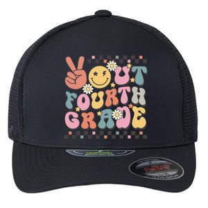 Groovy Last Day Of School 4th Grade Peace Out Fourth Grade Flexfit Unipanel Trucker Cap