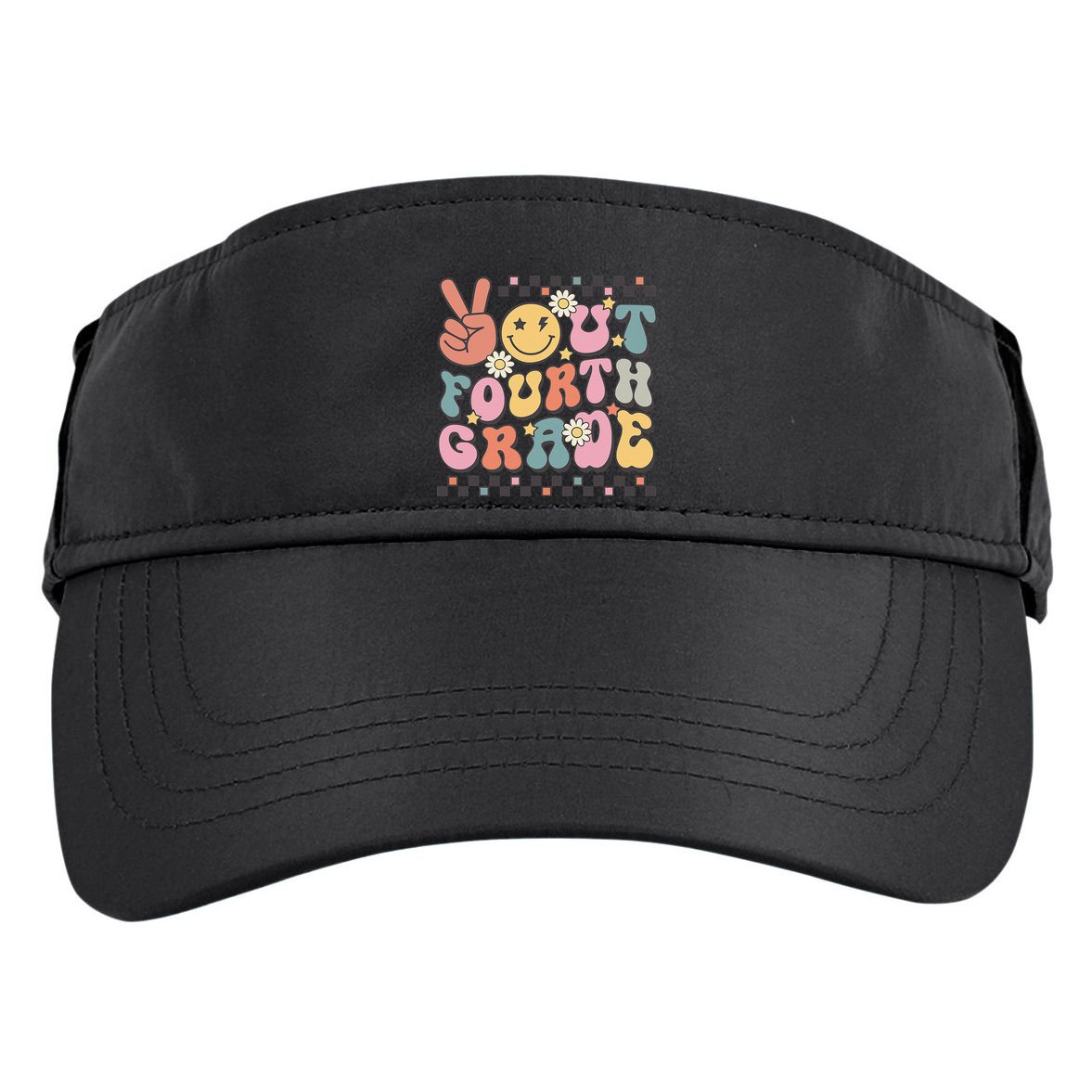 Groovy Last Day Of School 4th Grade Peace Out Fourth Grade Adult Drive Performance Visor