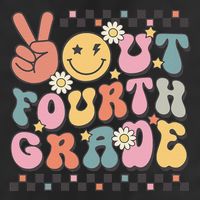 Groovy Last Day Of School 4th Grade Peace Out Fourth Grade Adult Drive Performance Visor