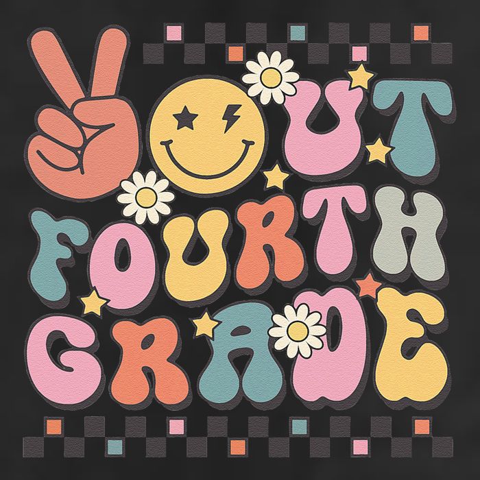 Groovy Last Day Of School 4th Grade Peace Out Fourth Grade Adult Drive Performance Visor