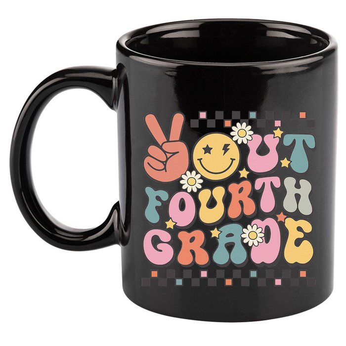 Groovy Last Day Of School 4th Grade Peace Out Fourth Grade 11oz C Handle Ceramic Mug