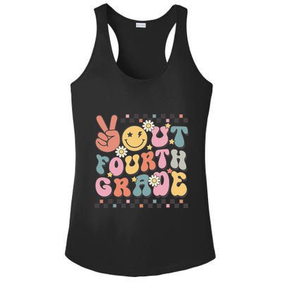 Groovy Last Day Of School 4th Grade Peace Out Fourth Grade Ladies PosiCharge Competitor Racerback Tank