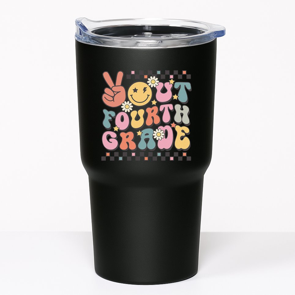 Groovy Last Day Of School 4th Grade Peace Out Fourth Grade Tumbler