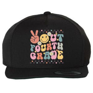 Groovy Last Day Of School 4th Grade Peace Out Fourth Grade Wool Snapback Cap