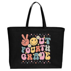 Groovy Last Day Of School 4th Grade Peace Out Fourth Grade Cotton Canvas Jumbo Tote