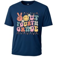Groovy Last Day Of School 4th Grade Peace Out Fourth Grade Cooling Performance Crew T-Shirt