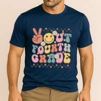 Groovy Last Day Of School 4th Grade Peace Out Fourth Grade Cooling Performance Crew T-Shirt