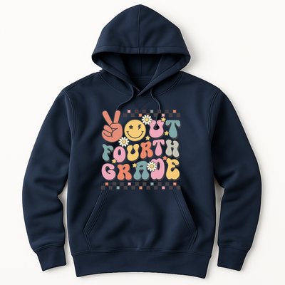 Groovy Last Day Of School 4th Grade Peace Out Fourth Grade Hoodie
