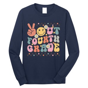 Groovy Last Day Of School 4th Grade Peace Out Fourth Grade Long Sleeve Shirt