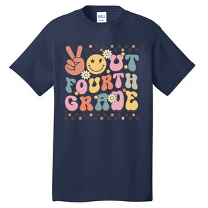 Groovy Last Day Of School 4th Grade Peace Out Fourth Grade Tall T-Shirt