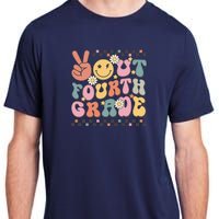 Groovy Last Day Of School 4th Grade Peace Out Fourth Grade Adult ChromaSoft Performance T-Shirt