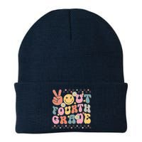 Groovy Last Day Of School 4th Grade Peace Out Fourth Grade Knit Cap Winter Beanie