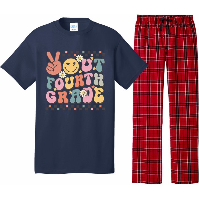 Groovy Last Day Of School 4th Grade Peace Out Fourth Grade Pajama Set