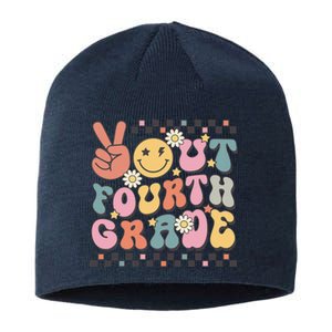 Groovy Last Day Of School 4th Grade Peace Out Fourth Grade Sustainable Beanie