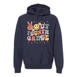 Groovy Last Day Of School 4th Grade Peace Out Fourth Grade Premium Hoodie