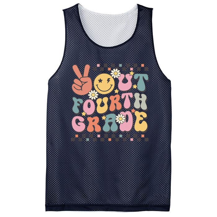 Groovy Last Day Of School 4th Grade Peace Out Fourth Grade Mesh Reversible Basketball Jersey Tank