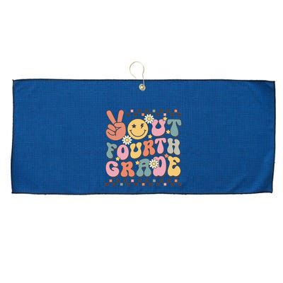 Groovy Last Day Of School 4th Grade Peace Out Fourth Grade Large Microfiber Waffle Golf Towel