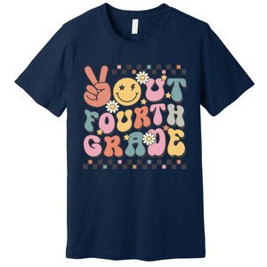 Groovy Last Day Of School 4th Grade Peace Out Fourth Grade Premium T-Shirt