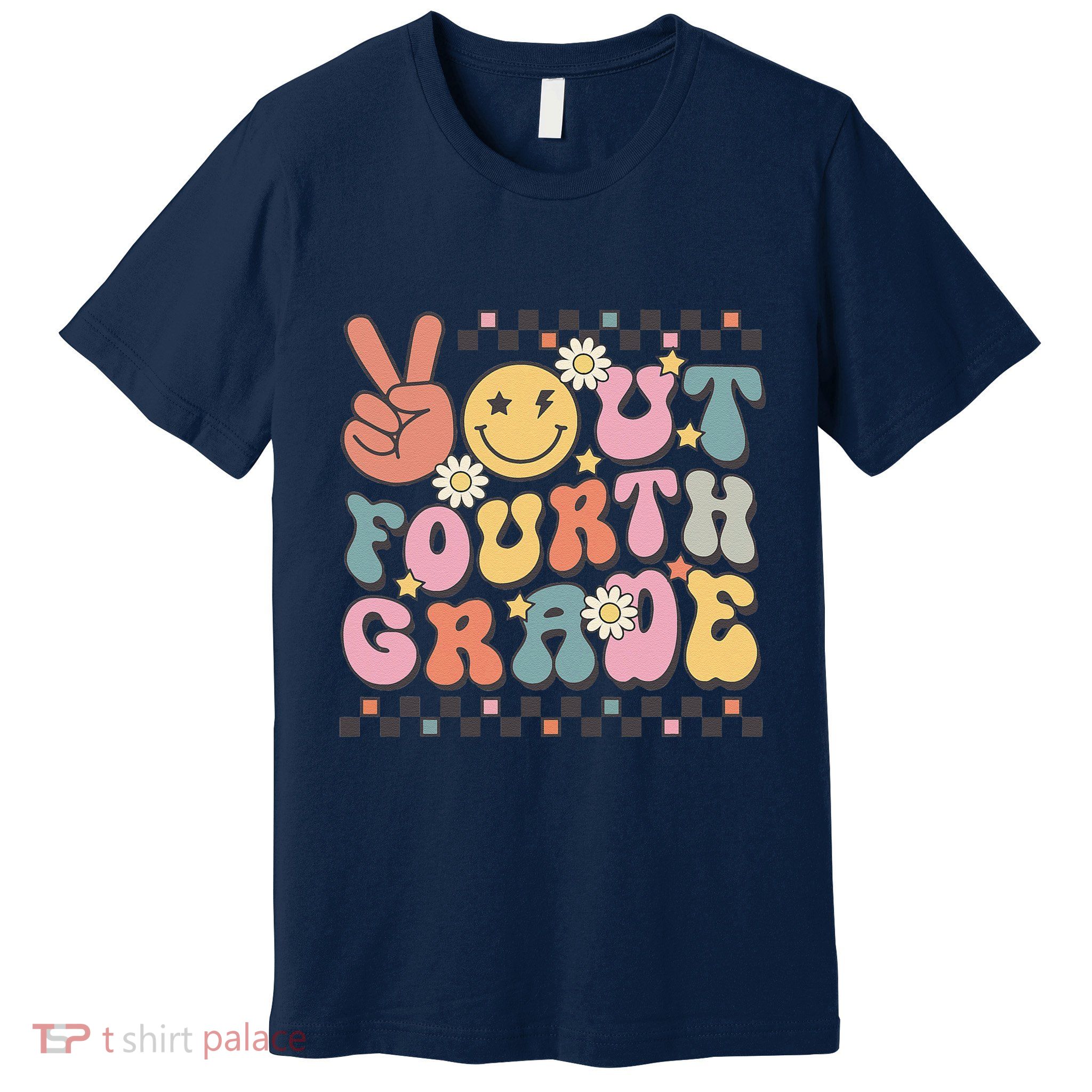 Groovy Last Day Of School 4th Grade Peace Out Fourth Grade Premium T-Shirt