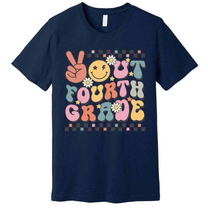 Groovy Last Day Of School 4th Grade Peace Out Fourth Grade Premium T-Shirt