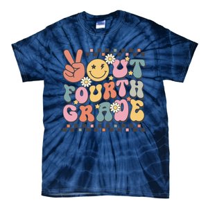 Groovy Last Day Of School 4th Grade Peace Out Fourth Grade Tie-Dye T-Shirt