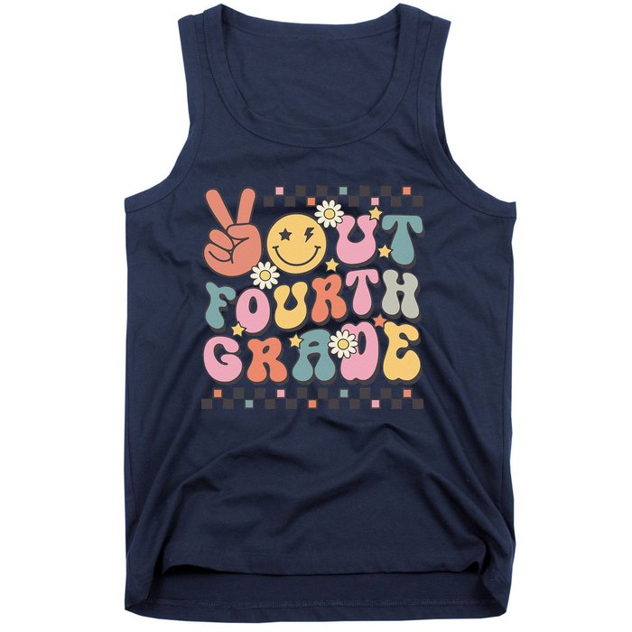 Groovy Last Day Of School 4th Grade Peace Out Fourth Grade Tank Top