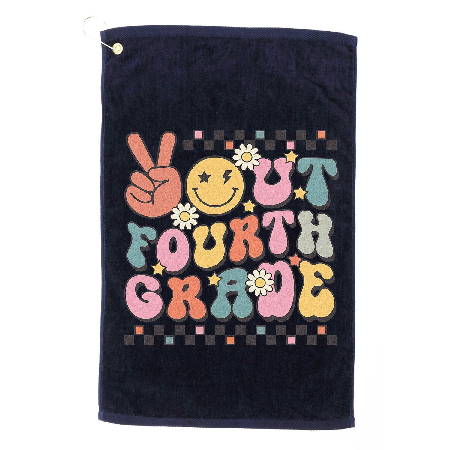 Groovy Last Day Of School 4th Grade Peace Out Fourth Grade Golf Towel