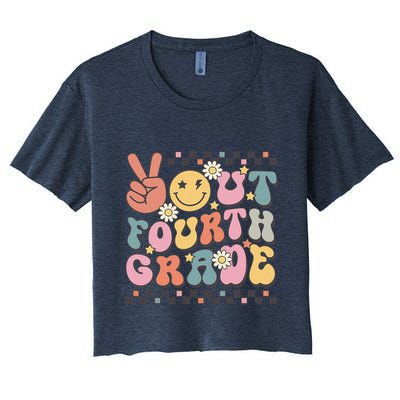 Groovy Last Day Of School 4th Grade Peace Out Fourth Grade Crop Top