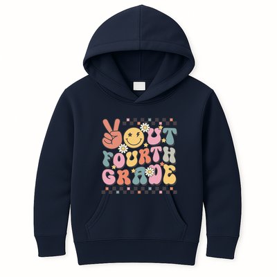 Groovy Last Day Of School 4th Grade Peace Out Fourth Grade Kids Hoodie