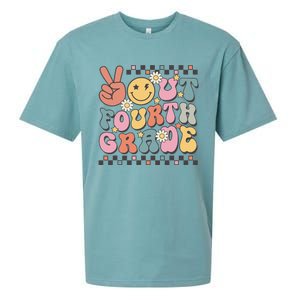 Groovy Last Day Of School 4th Grade Peace Out Fourth Grade Sueded Cloud Jersey T-Shirt