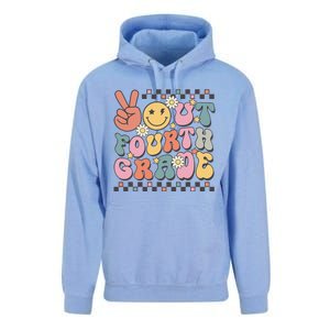 Groovy Last Day Of School 4th Grade Peace Out Fourth Grade Unisex Surf Hoodie