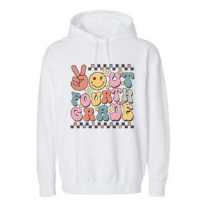 Groovy Last Day Of School 4th Grade Peace Out Fourth Grade Garment-Dyed Fleece Hoodie