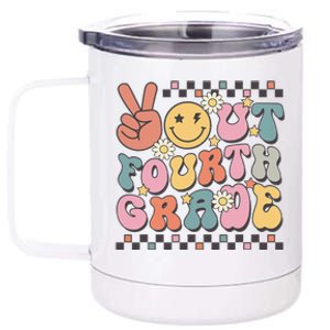 Groovy Last Day Of School 4th Grade Peace Out Fourth Grade 12 oz Stainless Steel Tumbler Cup