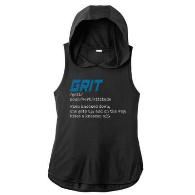 Grit Lions Definition Funny Detroit City Ladies PosiCharge Tri-Blend Wicking Draft Hoodie Tank