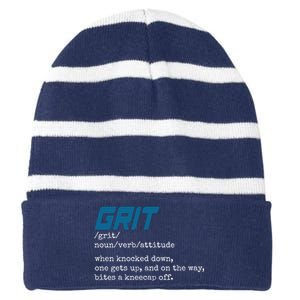 Grit Lions Definition Funny Detroit City Striped Beanie with Solid Band