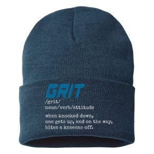 Grit Lions Definition Funny Detroit City Sustainable Knit Beanie