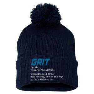 Grit Lions Definition Funny Detroit City Pom Pom 12in Knit Beanie