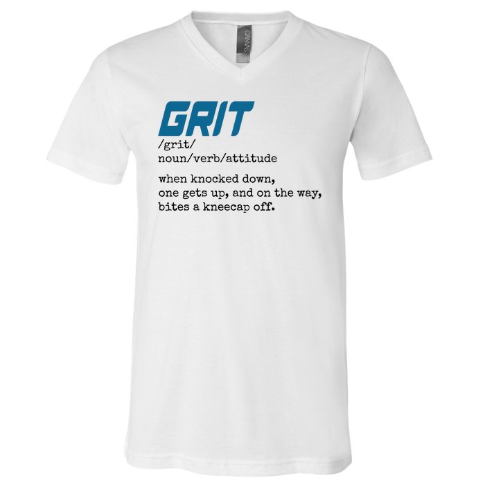 Grit Lions Definition Funny Detroit City V-Neck T-Shirt