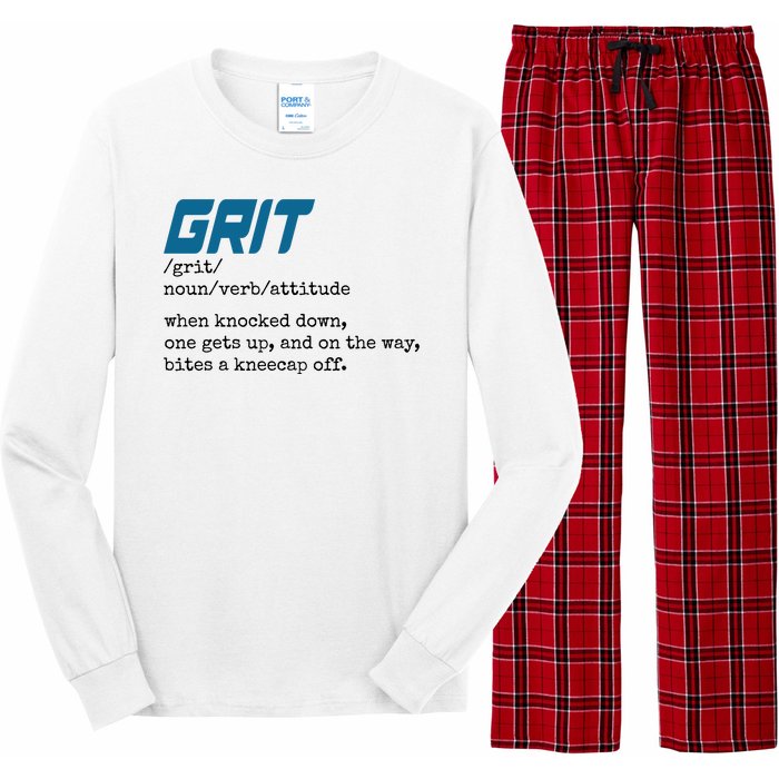 Grit Lions Definition Funny Detroit City Long Sleeve Pajama Set