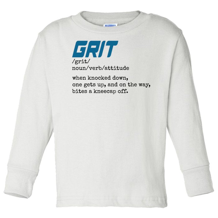 Grit Lions Definition Funny Detroit City Toddler Long Sleeve Shirt