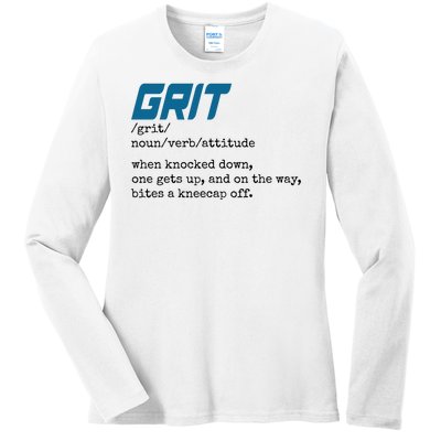 Grit Lions Definition Funny Detroit City Ladies Long Sleeve Shirt