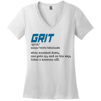 Grit Lions Definition Funny Detroit City Women's V-Neck T-Shirt