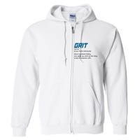 Grit Lions Definition Funny Detroit City Full Zip Hoodie