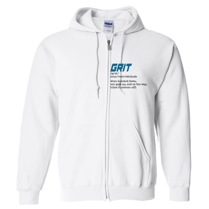 Grit Lions Definition Funny Detroit City Full Zip Hoodie