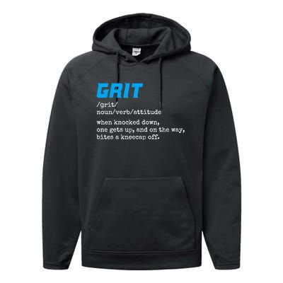 Grit Lions Definition Funny Detroit City Performance Fleece Hoodie