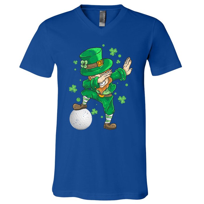 Golf Lover Dabbing Leprechaun Golf St Patrick's Day Gift V-Neck T-Shirt