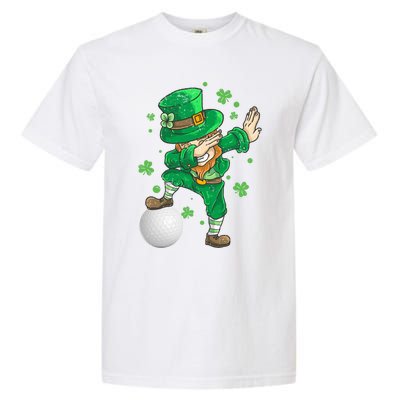 Golf Lover Dabbing Leprechaun Golf St Patrick's Day Gift Garment-Dyed Heavyweight T-Shirt